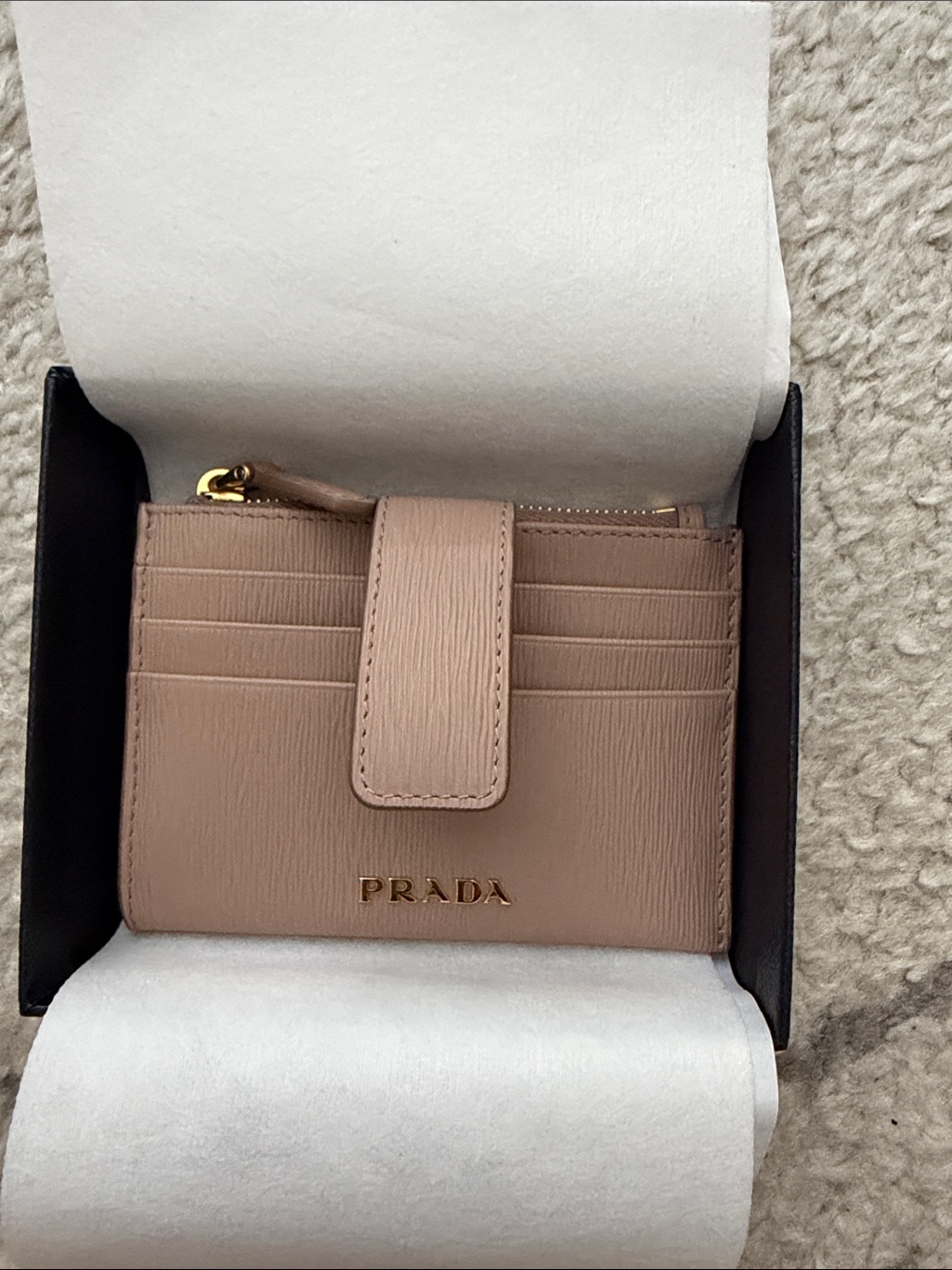 Prada Saffiano Card Holder Wallet In Dusty Pink